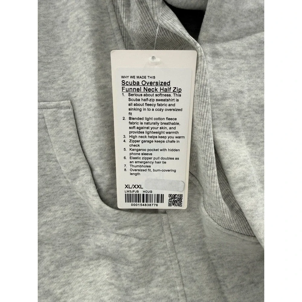 Lululemon Scuba Oversized Funnel Neck Half Zip Heathered Core Light Grey XL/XXL